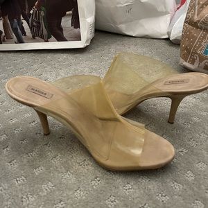 Yeezy Season 8 Clear Soft Pvc Suede Open Toe Mule Pumps